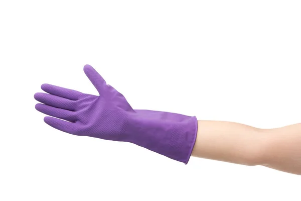 Cropped view of woman in rubber glove isolated on white — Stock Photo