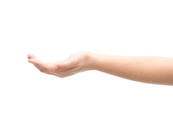 Cropped view of woman pointing with hand isolated on white — Stock Photo