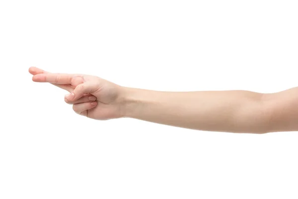 Cropped view of woman showing crossed fingers isolated on white — Stock Photo