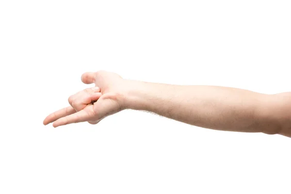 Cropped view of woman showing rock sign isolated on white — Stock Photo