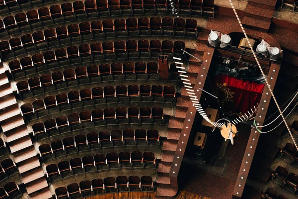 Top view of entrance and rows of empty seats in circus — Stock Photo