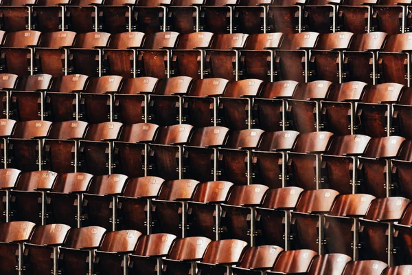 Rows of wooden seats of circus amphitheater — Stock Photo