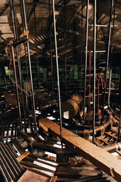 Construction of stage equipment in circus warehouse — Stock Photo