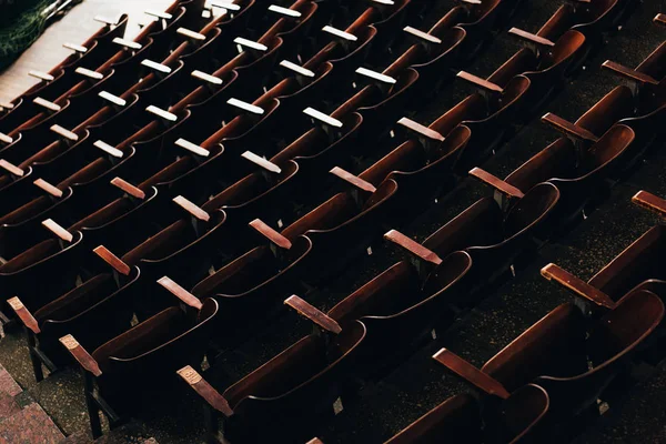 High angle view of wooden seats in circus — Stock Photo