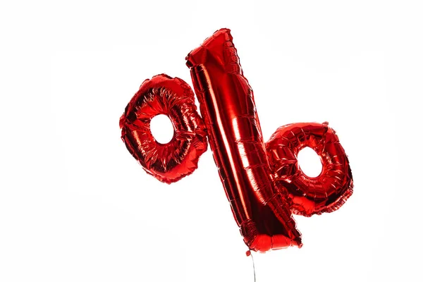 Percent sign red balloon isolated on white — Stock Photo