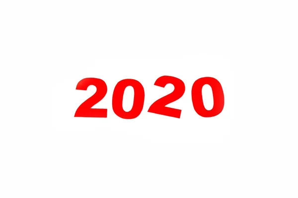 Vista superior de colorido rojo 2020 número aislado en blanco — Stock Photo