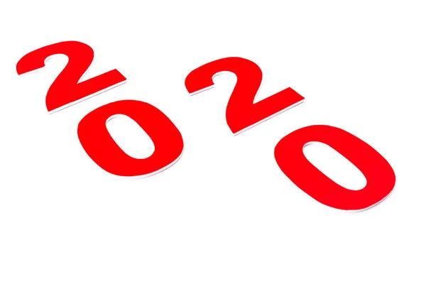 Colorato rosso 2020 numero isolato su bianco — Foto stock