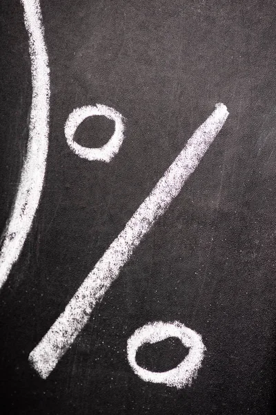 Close up view of percent sign written on chalkboard — Stock Photo