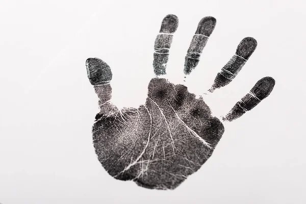 Top view of black print of hand isolated on white, human rights concept — Stock Photo