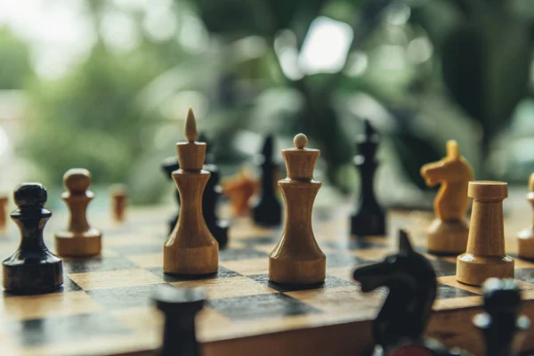 Juego de tablero de ajedrez durante el juego — Foto de Stock