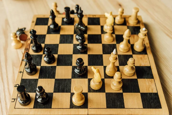 Chess board set during the game — Stock Photo, Image