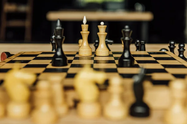 Chess board set during the game — Stock Photo, Image