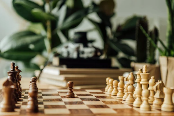 Old wooden chess board — Stock Photo, Image