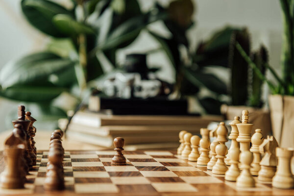 Old wooden chess board 