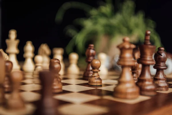 Old wooden chess board — Stock Photo, Image