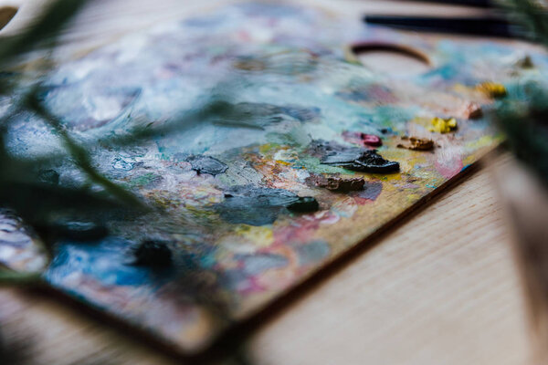 Красочная палитра красок художника
 