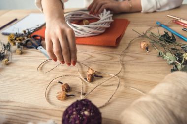 hands with twine at workplace clipart