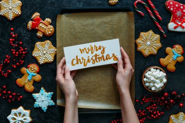 Noel gingerbreads ve tebrik kartı