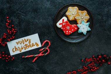 Noel gingerbreads ve tebrik kartı