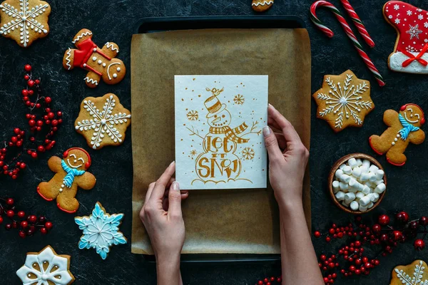 Let it snow greeting card — Stock Photo, Image