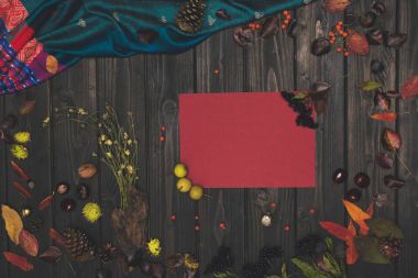 autumn composition and blank card clipart
