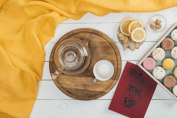 tea set and macarons