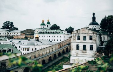 beautiful old buildings of Kiev Pechersk Lavra church, Ukraine clipart