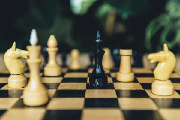 Chess board set during the game — Stock Photo