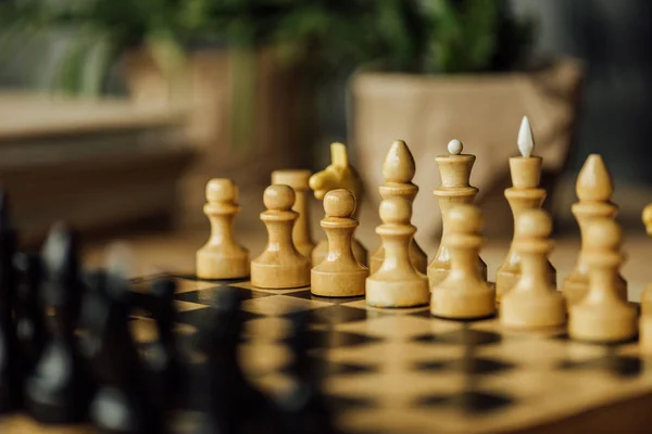 Chess board set for a new game — Stock Photo