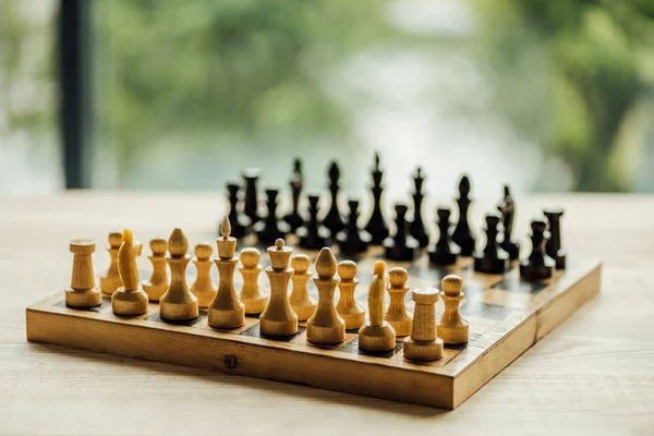 Chess board set for a new game — Stock Photo