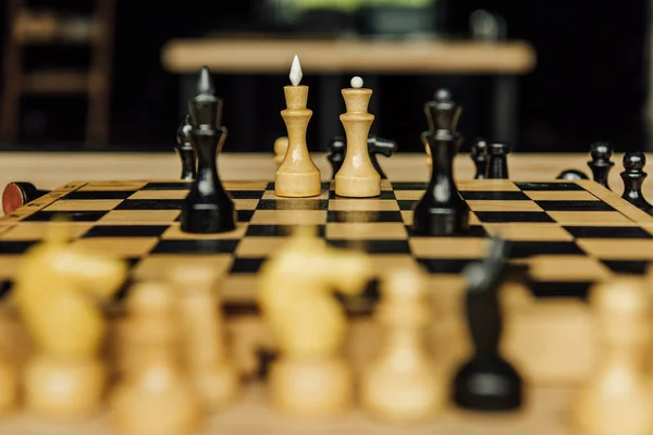 Quadro de xadrez definido durante o jogo — Fotografia de Stock