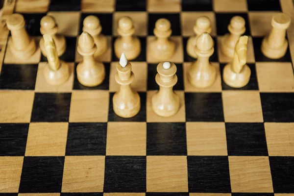 Old wooden chess board — Stock Photo