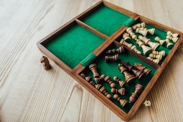 Old wooden chess board — Stock Photo