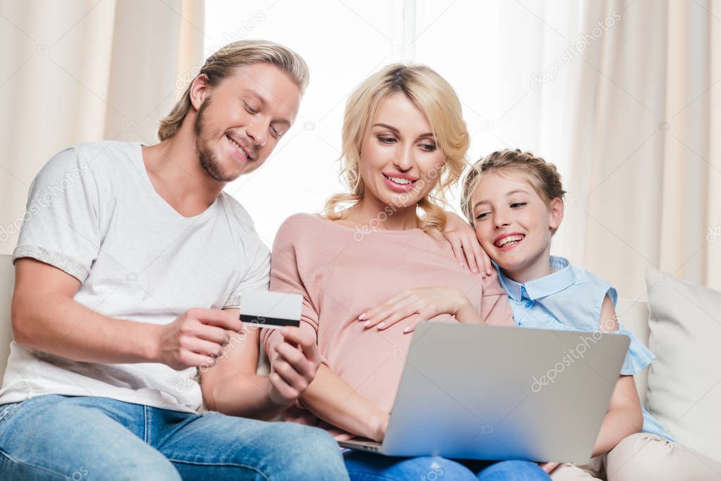 family buying goods online
