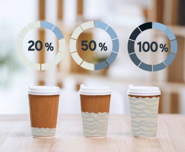 cups with different degree of filling clipart