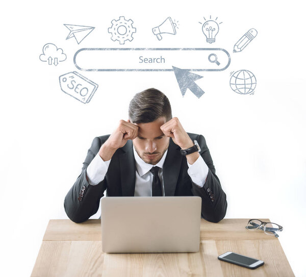 tired businessman at workplace