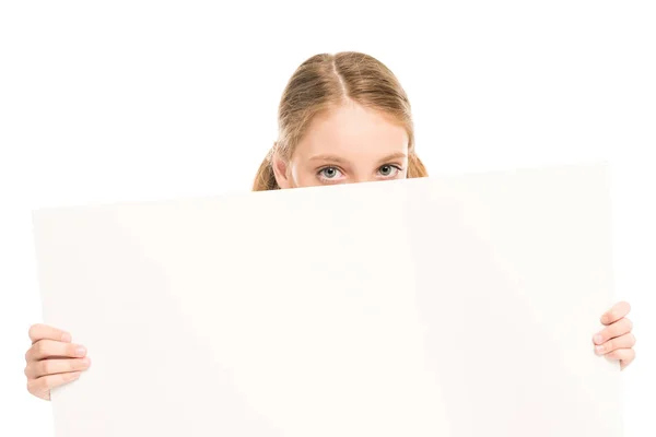 Kid with blank banner — Stock Photo, Image