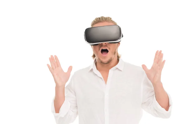 Mann im Virtual-Reality-Headset lizenzfreie Stockbilder