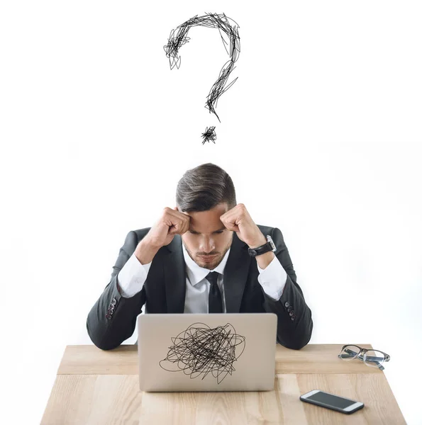 Tired businessman at workplace — Stock Photo