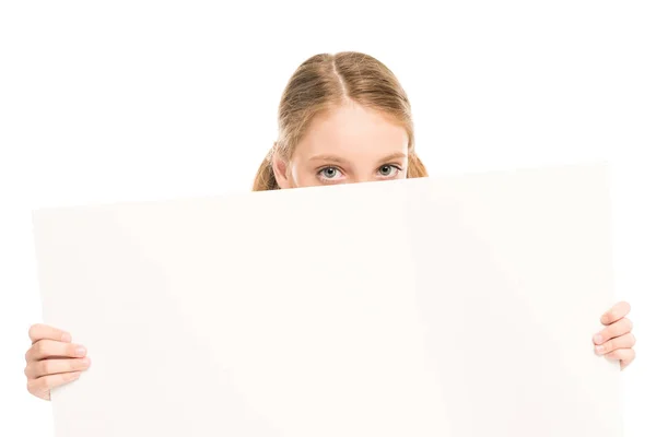 Bambino con striscione bianco — Foto stock