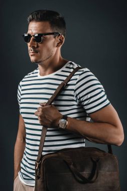 stylish man in striped t-shirt clipart