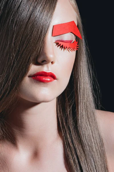 Mujer de moda con maquillaje de papel — Foto de Stock