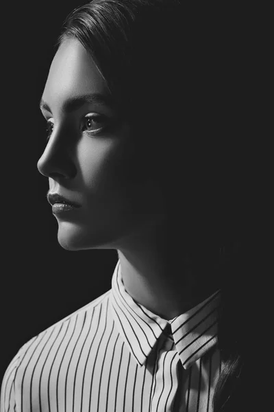 Pensive woman in shirt — Stock Photo, Image