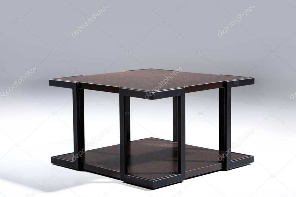 table with brown wooden top 