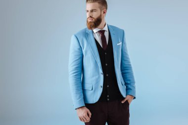stylish man in blue jacket clipart