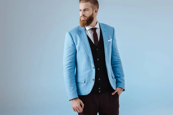 Hombre con estilo en chaqueta azul — Foto de Stock