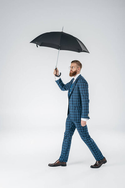 attractive young man with umbrella