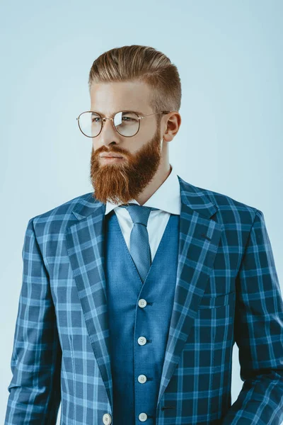Modieuze man in blauw jasje — Stockfoto