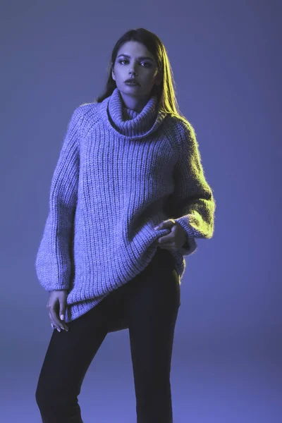 Girl in warm sweater — Stock Photo, Image