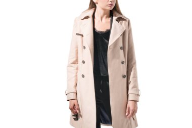 girl in classic trench coat clipart